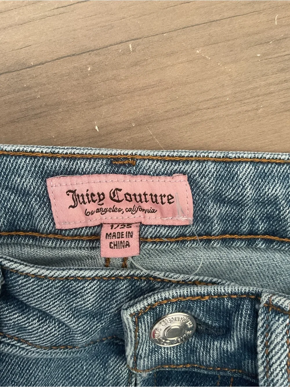 Juicy Couture Washed Light Blue High-Rise Cargo Wide Leg Jeans